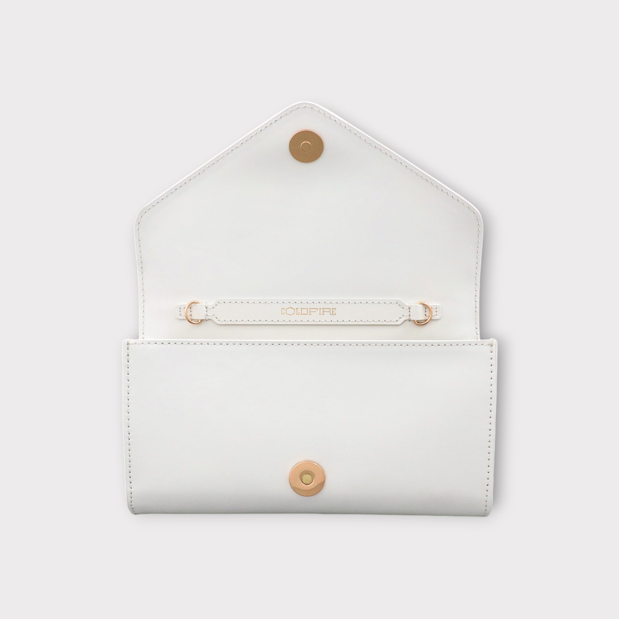 Small handbag - crossbody - White semi patent leather - Gold