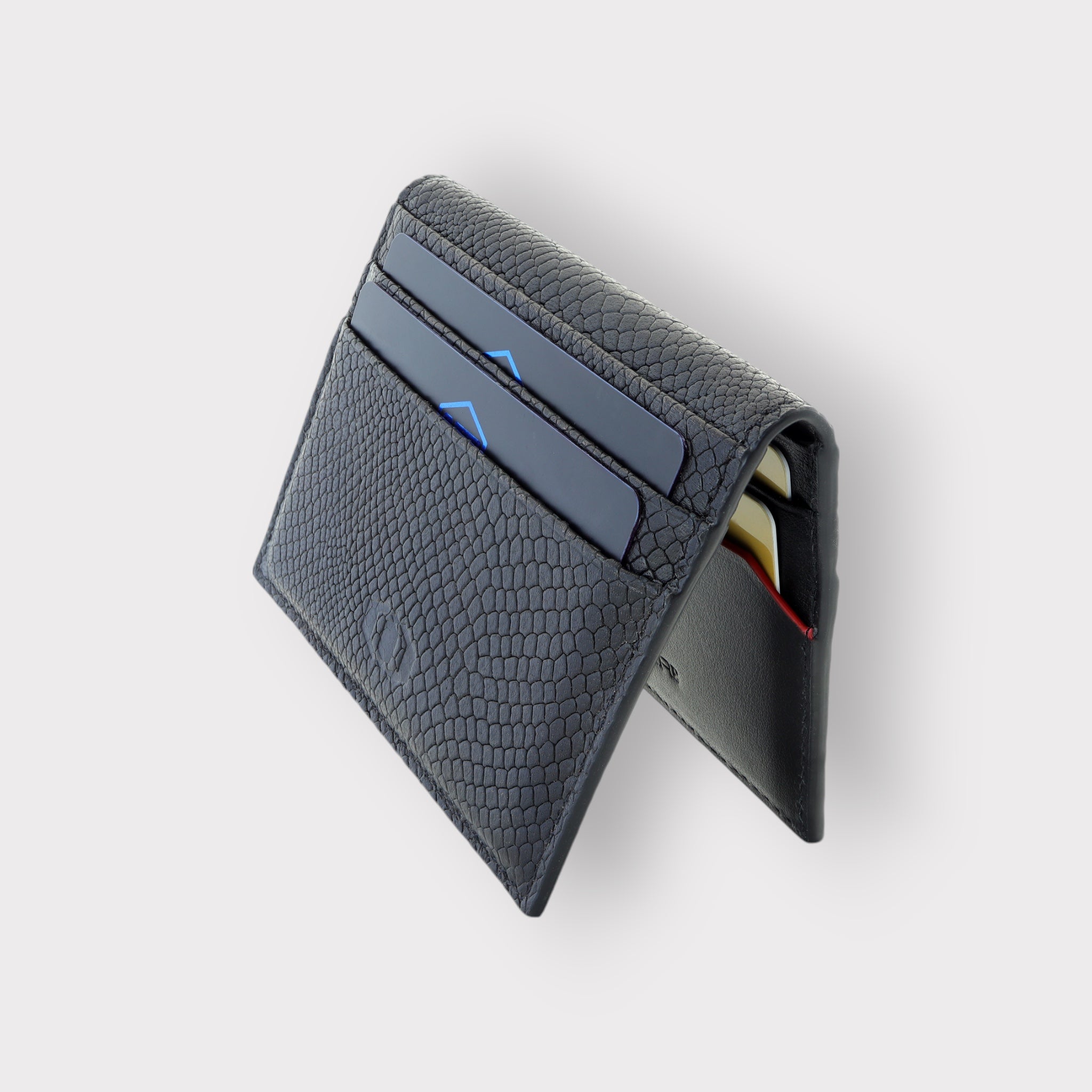 SNAKE EYE - Slim Leather bifold Cardholder 10cc - Black - COLDFIRE