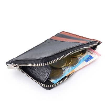 Genuine Leather Card Holder with Zipper - Unisex - COLDFIRE