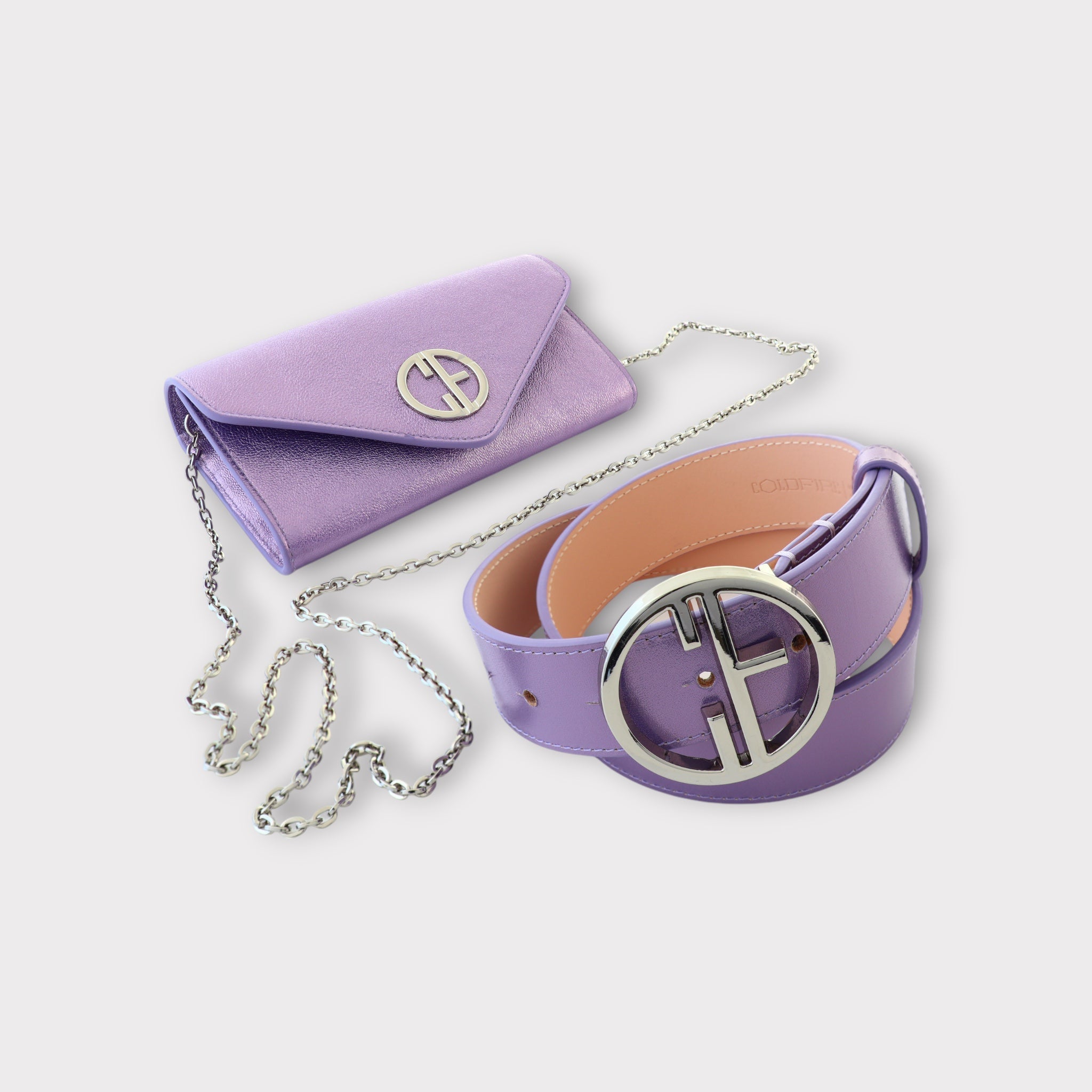 Set of Small Women's Bag and Leather Belt 35mm - Rough Pillow Lavender | COLDFIRE - COLDFIRE