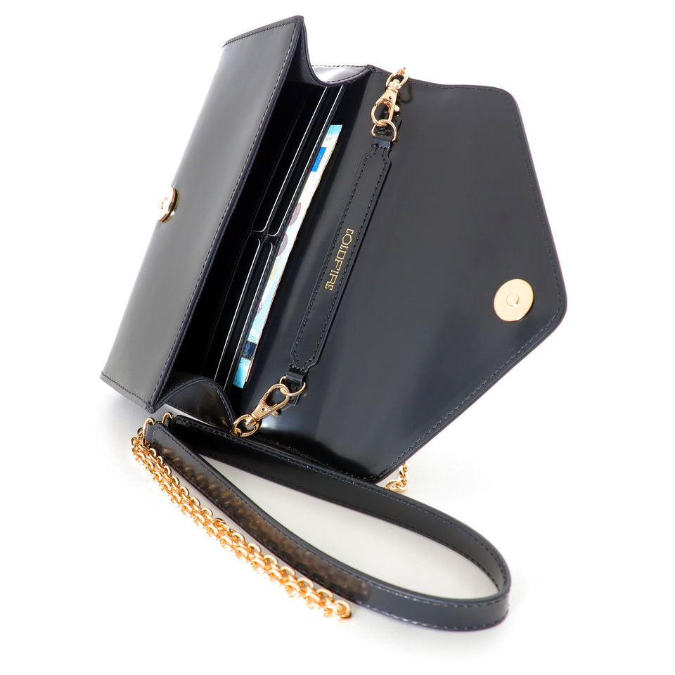 Small handbag - crossbody - Black semi patent leather - Gold | COLDFIRE - COLDFIRE