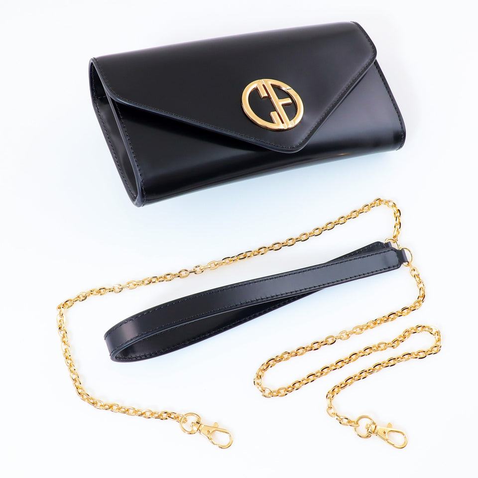 Small handbag - crossbody - Black semi patent leather - Gold | COLDFIRE - COLDFIRE