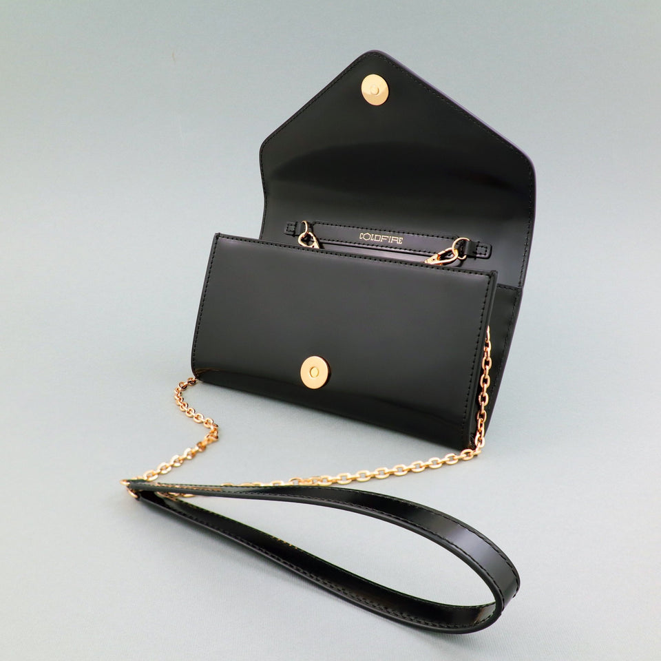 Small handbag - crossbody - Black semi patent leather - Gold | COLDFIRE - COLDFIRE