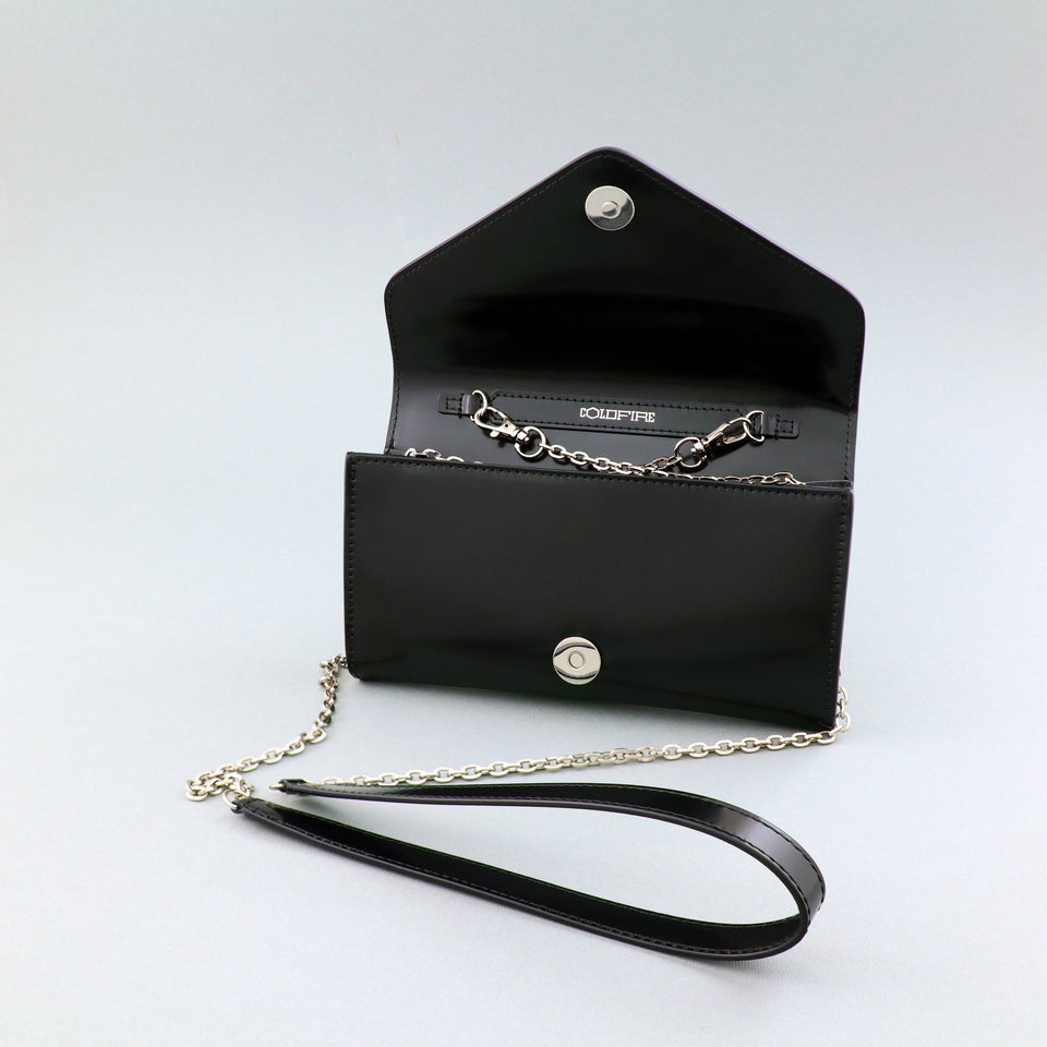 Small handbag - crossbody - Black semi patent leather - Silver | COLDFIRE - COLDFIRE