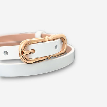 Solstice Gold - White Semi Patent-women's belt-COLDFIRE