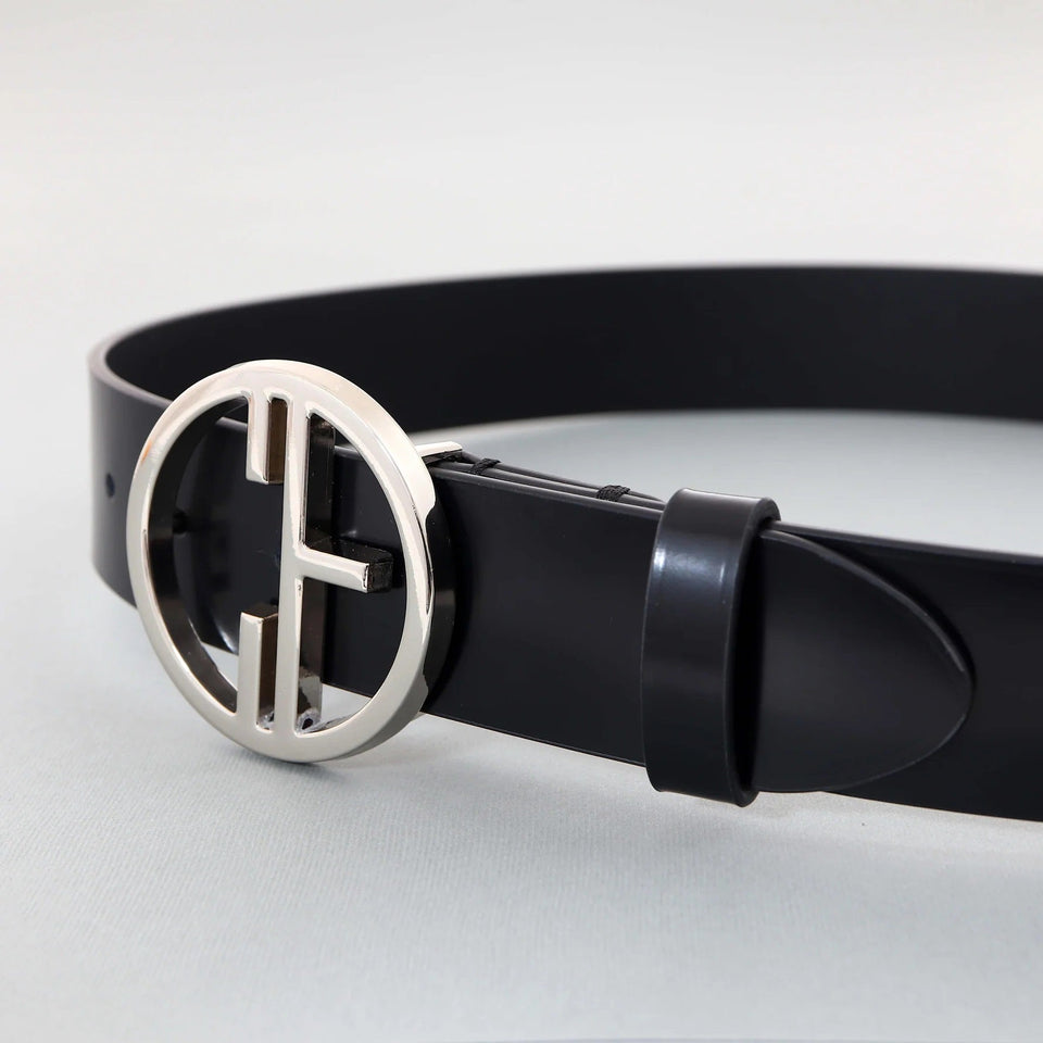 Women's belt - Semi patent leather - 35 mm - Black - Silver | COLDFIRE - COLDFIRE