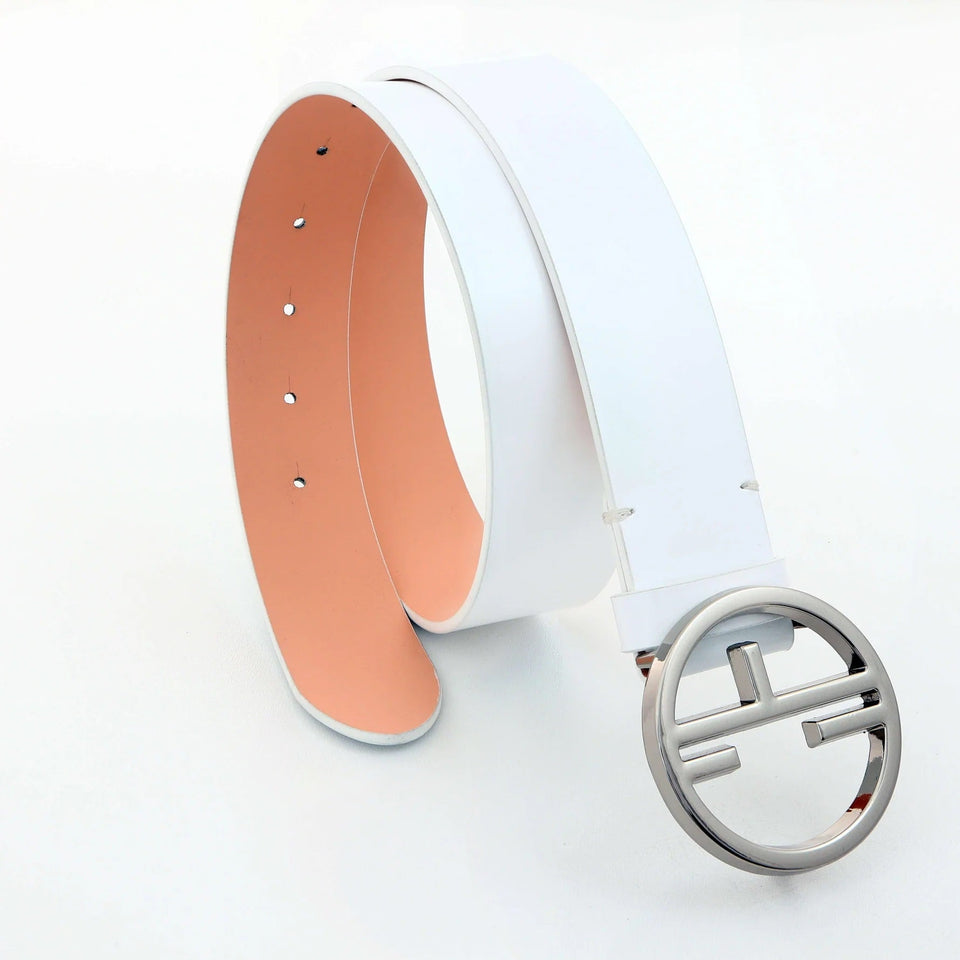 Women's belt - Semi patent leather - 35 mm - White - Silver | COLDFIRE - COLDFIRE