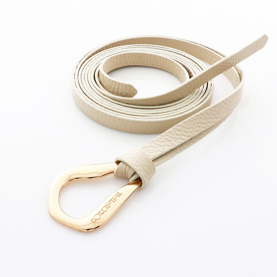 Women's double knot belt - genuine leather - 10 mm - Off White - Gold | COLDFIRE - COLDFIRE